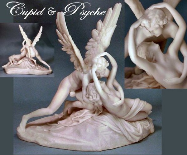 Angel & Cherub Statue Cupid or Eros and Psyche sculpture